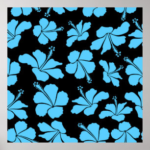 Affiche Bright hawaiian sans couture motif avec hippocampe