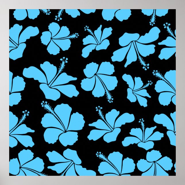 Affiche Bright hawaiian sans couture motif avec hippocampe (Devant)