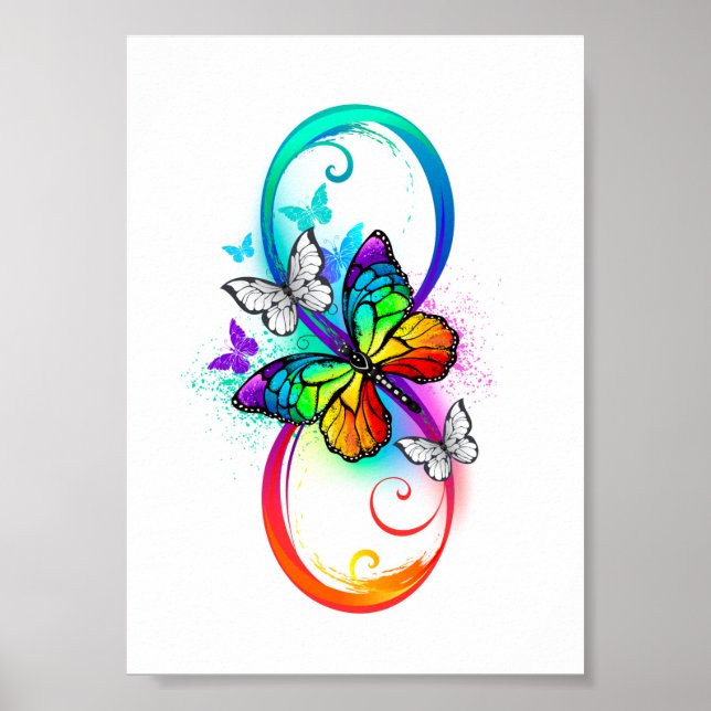 Affiche Bright infinity with rainbow butterfly (Devant)