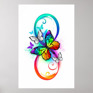 Affiche Bright infinity with rainbow butterfly