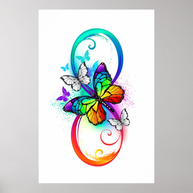 Affiche Bright infinity with rainbow butterfly (Devant)