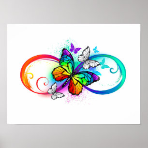 Affiche Bright infinity with rainbow butterfly
