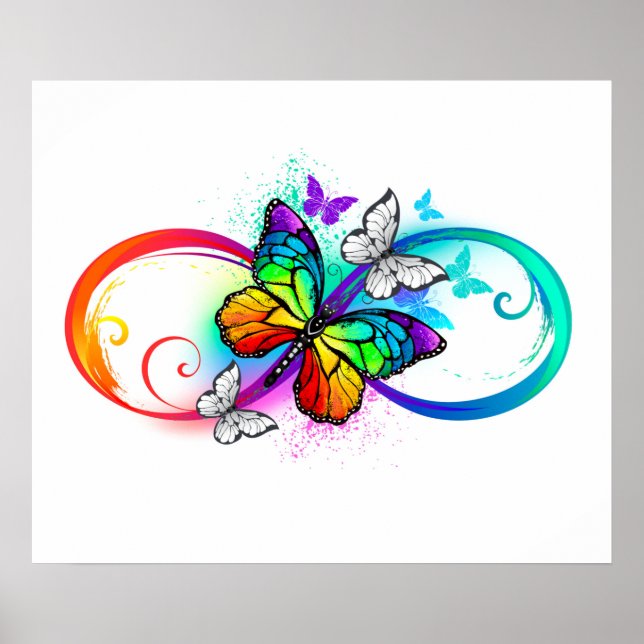 Affiche Bright infinity with rainbow butterfly (Devant)