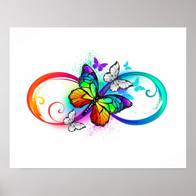 Affiche Bright infinity with rainbow butterfly (Devant)