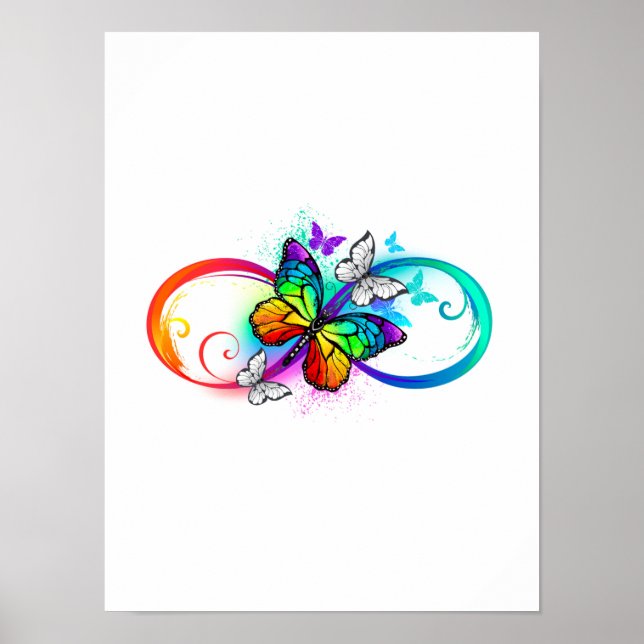 Affiche Bright infinity with rainbow butterfly (Devant)
