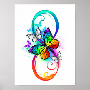 Affiche Bright infinity with rainbow butterfly