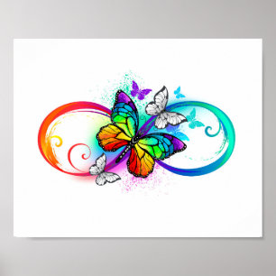 Affiche Bright infinity with rainbow butterfly
