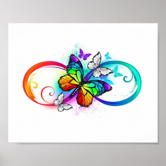 Affiche Bright infinity with rainbow butterfly (Devant)
