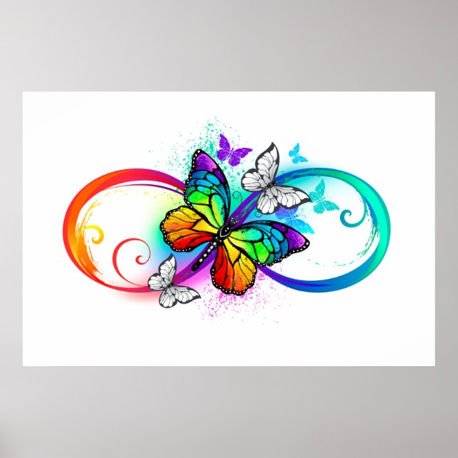 Affiche Bright infinity with rainbow butterfly (Devant)