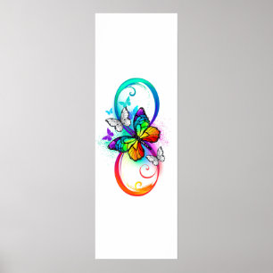 Affiche Bright infinity with rainbow butterfly