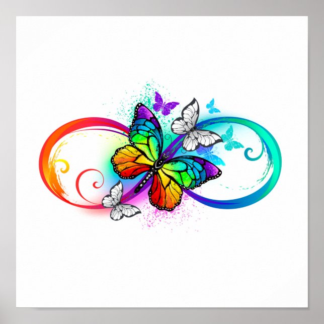 Affiche Bright infinity with rainbow butterfly (Devant)