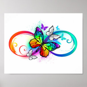 Affiche Bright infinity with rainbow butterfly
