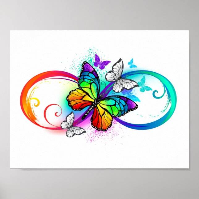 Affiche Bright infinity with rainbow butterfly (Devant)