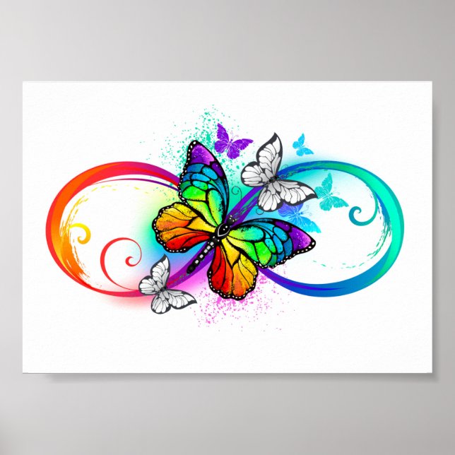 Affiche Bright infinity with rainbow butterfly (Devant)