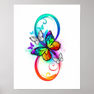 Affiche Bright infinity with rainbow butterfly