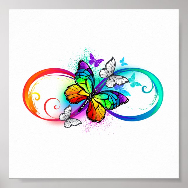 Affiche Bright infinity with rainbow butterfly (Devant)