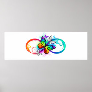 Affiche Bright infinity with rainbow butterfly