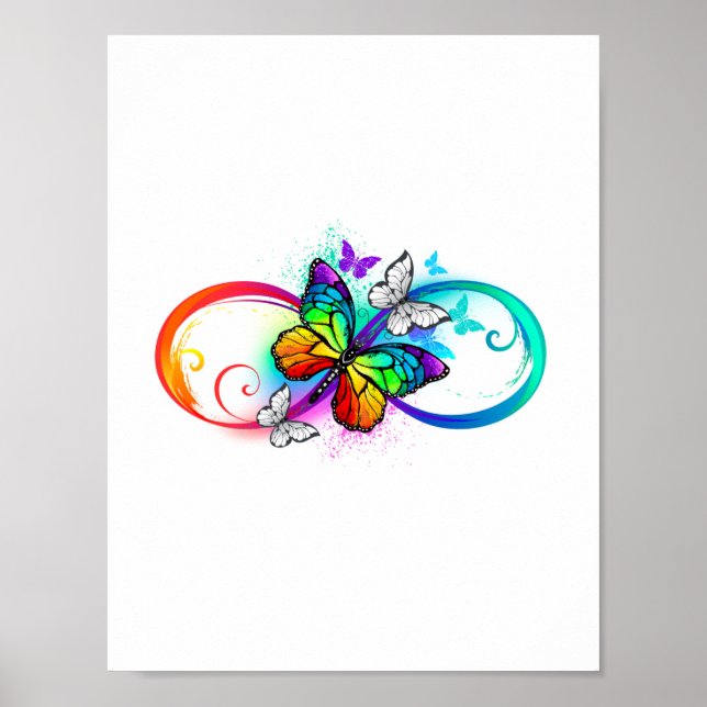 Affiche Bright infinity with rainbow butterfly (Devant)