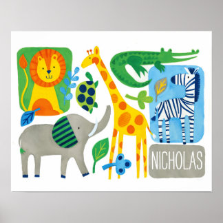 Affiche Bright Jungle Kids Customizable Wall Art print