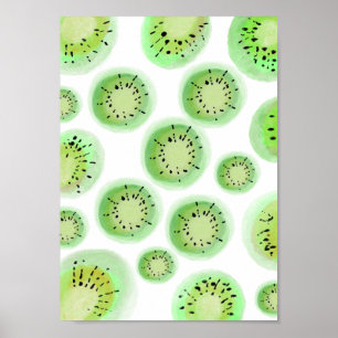 Affiche Bright Lime Kiwi Abstrait Motif de fruits