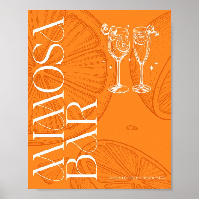 Affiche Bright Minimalist Citrus Bridal Mimosa bar sign (Devant)