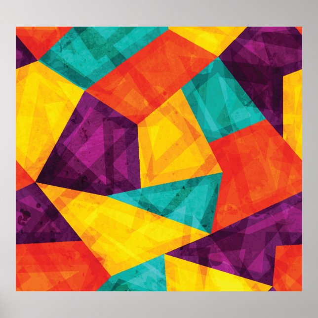 Affiche Bright Mosaic Grunge Motif transparent (Devant)