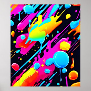 Affiche Bright Neon Splashes dans l'oeuvre Abstraite