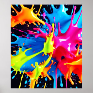 Affiche Bright Neon Splashes en art Abstrait