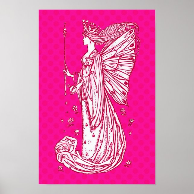 Affiche Bright Pretty Pink Butterfly Fairy Print (Devant)