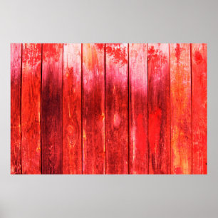 Affiche Bright red wood wall plank texture. Wood texture w