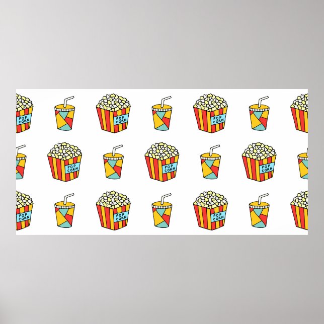 Affiche Bright seamless pattern with food for watching mov (Devant)