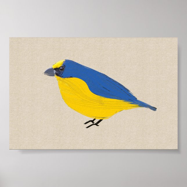 Affiche Bright Tropical Bird Euphonia sur toile lin (Devant)