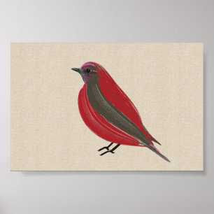 Affiche Bright Tropical Bird Red Tanager sur toile en lin