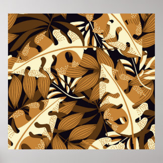 Affiche Bright Tropical Feuilles Dark Motif