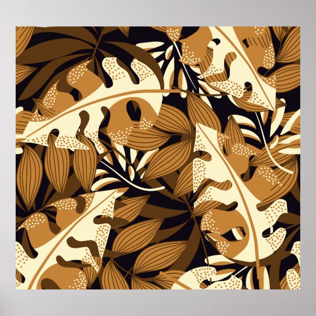 Affiche Bright Tropical Feuilles Dark Motif (Devant)