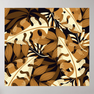 Affiche Bright Tropical Feuilles Dark Motif