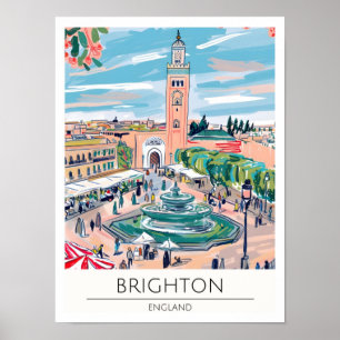 Affiche Brighton Angleterre Illustration d'art vintage Voy