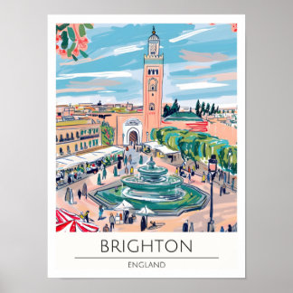 Affiche Brighton Angleterre Illustration d'art vintage Voy