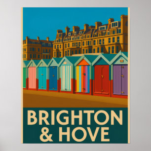 Affiche Brighton Beach Huts - Imprimer de bord de mer colo