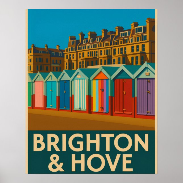 Affiche Brighton Beach Huts - Imprimer de bord de mer colo (Devant)
