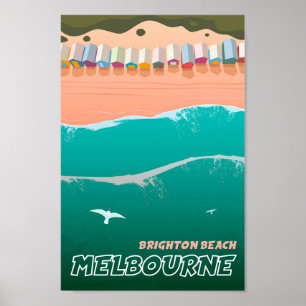 Affiche Brighton Beach Melbourne Australie Vintage voyage