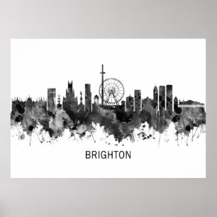 Affiche Brighton England Skyline BW