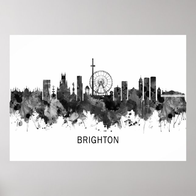 Affiche Brighton England Skyline BW (Devant)
