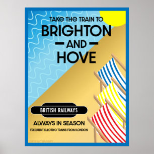 Affiche Brighton Et Hove Train Travel Beach Art