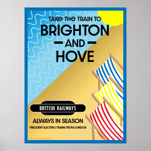 Affiche Brighton Et Hove Train Travel Beach Art (Devant)
