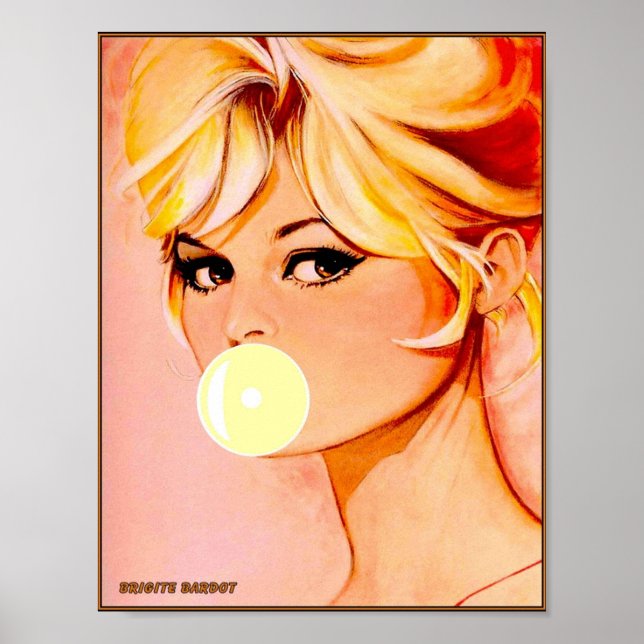 Affiche BRIGITE BARDOT Vintage Bulle soufflante Imprimer (Devant)