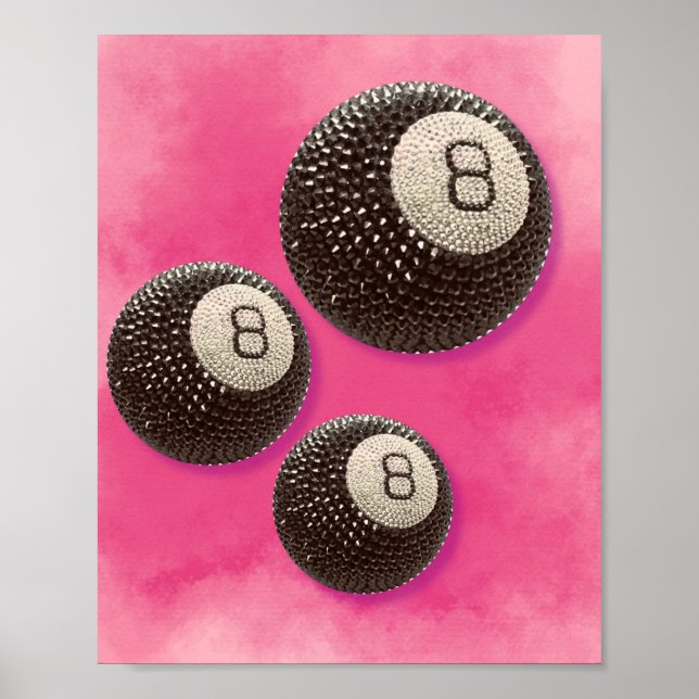 Affiche Brillant 8 Ball Glam Design, Amusant Charme Lucky (Devant)