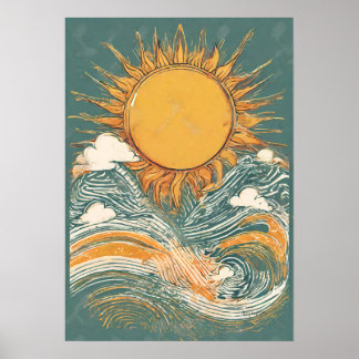 Affiche Brillant Soleil au-dessus du soleil Illustration M