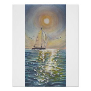 Affiche brillante 20x25 de réflexion de Sun de mer