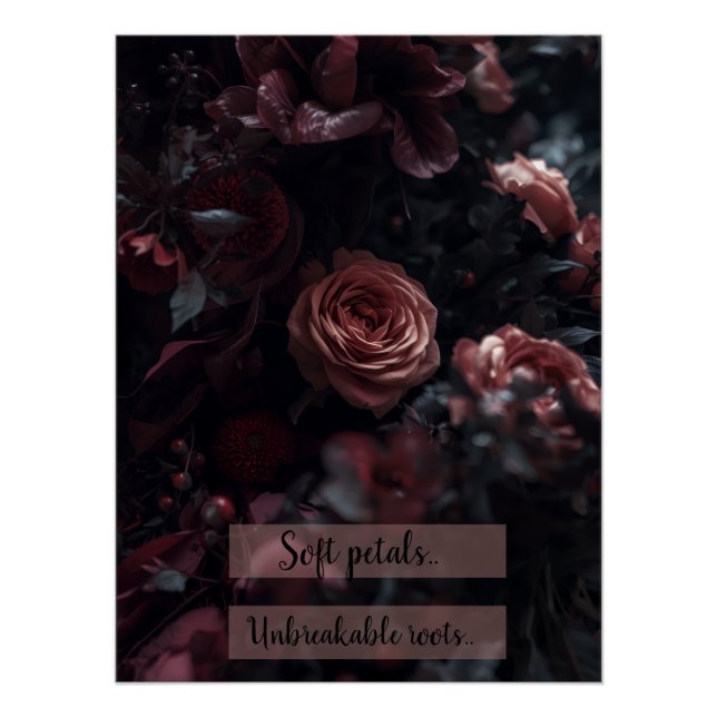 Affiche brillante à fleurs rose foncé Inspirante (Devant)